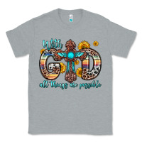 Heather Grey with god all things are possible cross Classic Tee - Zillion Design Studio