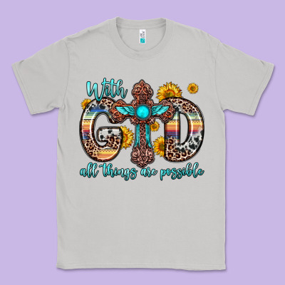 With God All Things Are Possible Cross Classic Tee Designed By Zillion Design Studio