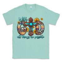 Seafoam with god all things are possible cross Classic Tee - Zillion Design Studio