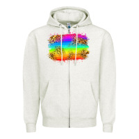 Oatmeal Heather pride flag Zipper Hoodie - Zillion Design Studio
