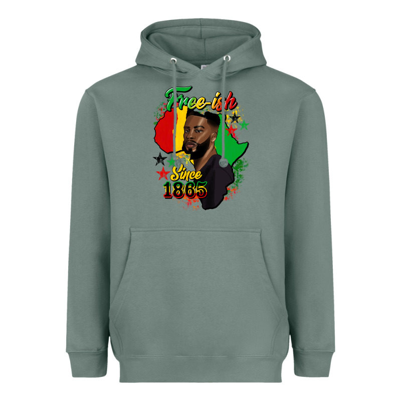 Free Ish Since 1865 Black Man Heavyweight Hoodie by HRA Design Shop | Teevron