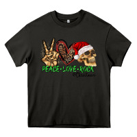 Asphalt Peace Love Rock Christmas Heavy Core Tee - CowhideDigitalArt