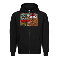 Black merry Christmas highland cow Zipper Hoodie - RanaPortraitStore