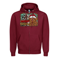 Burgundy merry Christmas highland cow Zipper Hoodie - RanaPortraitStore