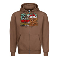Chestnut merry Christmas highland cow Zipper Hoodie - RanaPortraitStore