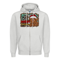 Dove Grey merry Christmas highland cow Zipper Hoodie - RanaPortraitStore