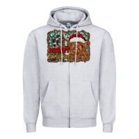 Heather Grey merry Christmas highland cow Zipper Hoodie - RanaPortraitStore