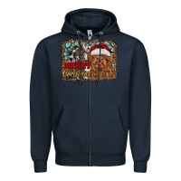 Navy merry Christmas highland cow Zipper Hoodie - RanaPortraitStore