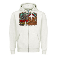 Oatmeal Heather merry Christmas highland cow Zipper Hoodie - RanaPortraitStore