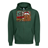 Sports Green merry Christmas highland cow Zipper Hoodie - RanaPortraitStore