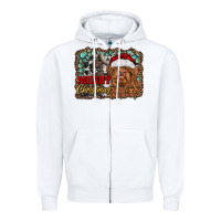 White merry Christmas highland cow Zipper Hoodie - RanaPortraitStore