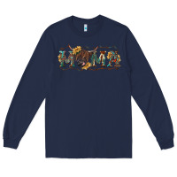 Navy Mama with highland cow Long Sleeve Tee - RanaPortraitStore