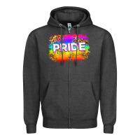 Charcoal Heather pride flag Zipper Hoodie - Zillion Design Studio