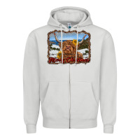 Dove Grey merry christmas highland cow with farm Zipper Hoodie - RanaPortraitStore