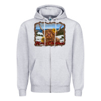 Heather Grey merry christmas highland cow with farm Zipper Hoodie - RanaPortraitStore