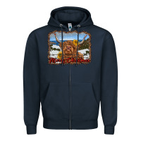 Navy merry christmas highland cow with farm Zipper Hoodie - RanaPortraitStore