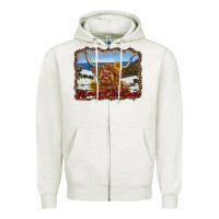 Oatmeal Heather merry christmas highland cow with farm Zipper Hoodie - RanaPortraitStore
