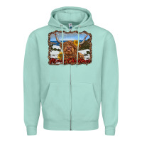 Seafoam merry christmas highland cow with farm Zipper Hoodie - RanaPortraitStore