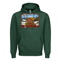 Sports Green merry christmas highland cow with farm Zipper Hoodie - RanaPortraitStore