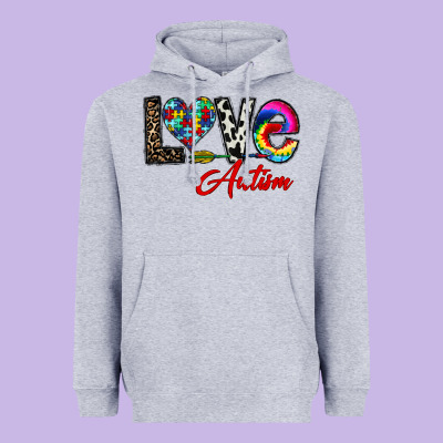Love Autism Heavyweight Hoodie Designed By Cowhidedigitalart