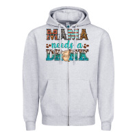 Heather Grey mama needs a drink Zipper Hoodie - texasbilliewilder