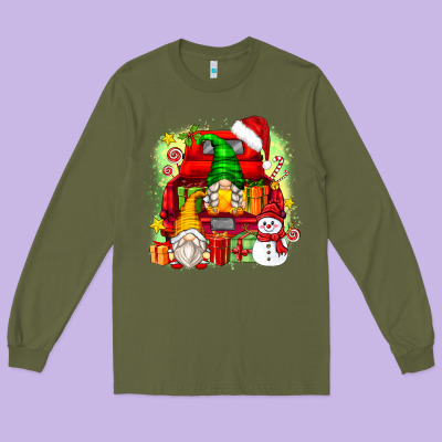 Long Sleeve Tee christmas gnome truck