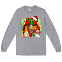 Heather Grey christmas gnome truck Long Sleeve Tee - Zillion Design Studio