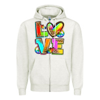 Oatmeal Heather love pride Zipper Hoodie - Zillion Design Studio