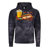 Cloud Black hot dog and beer with stars and usa flags Vintage Hoodie - AdoDesignShop