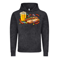 Vintage Black hot dog and beer with stars and usa flags Vintage Hoodie - AdoDesignShop
