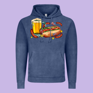 Hot Dog And Beer With Stars And Usa Flags Vintage Hoodie Designed By Adodesignshop
