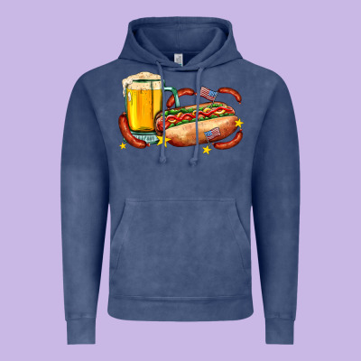 Hot Dog And Beer With Stars And Usa Flags Vintage Hoodie Designed By Adodesignshop