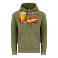 Vintage Olive hot dog and beer with stars and usa flags Vintage Hoodie - AdoDesignShop