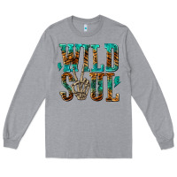 Heather Grey wild soul with skeleton hand Long Sleeve Tee - texasbilliewilder