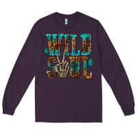 Plum wild soul with skeleton hand Long Sleeve Tee - texasbilliewilder