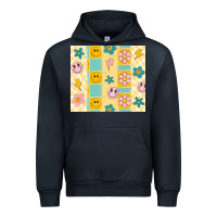 Navy retro daisy Urban Hoodie - MaliasSmallBusiness