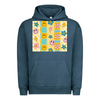 Pigment Midnight Navy retro daisy Urban Hoodie - MaliasSmallBusiness