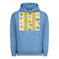Pigment Pebble Blue retro daisy Urban Hoodie - MaliasSmallBusiness