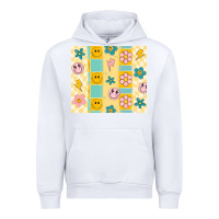 White retro daisy Urban Hoodie - MaliasSmallBusiness