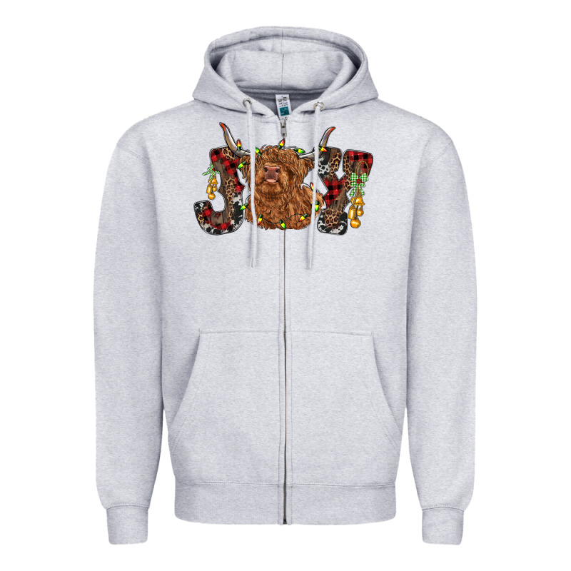 Joy Highland Cow Zipper Hoodie by RanaPortraitStore | Teevron