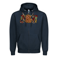 Navy joy highland cow Zipper Hoodie - RanaPortraitStore
