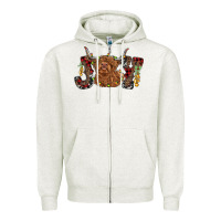 Oatmeal Heather joy highland cow Zipper Hoodie - RanaPortraitStore