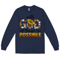 Navy with god al things ara possible Long Sleeve Tee - texasbilliewilder