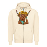 Highland Cow With Sunflower And Gemstone Zipper Hoodie | Teevron
