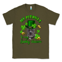 Army Green st patricks day my pitbuli my lucky charm with hat Classic Tee - RanaPortraitStore