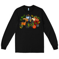 Black fall tractor with pumpkin Long Sleeve Tee - AdoDesignShop