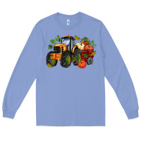Colony Blue fall tractor with pumpkin Long Sleeve Tee - AdoDesignShop