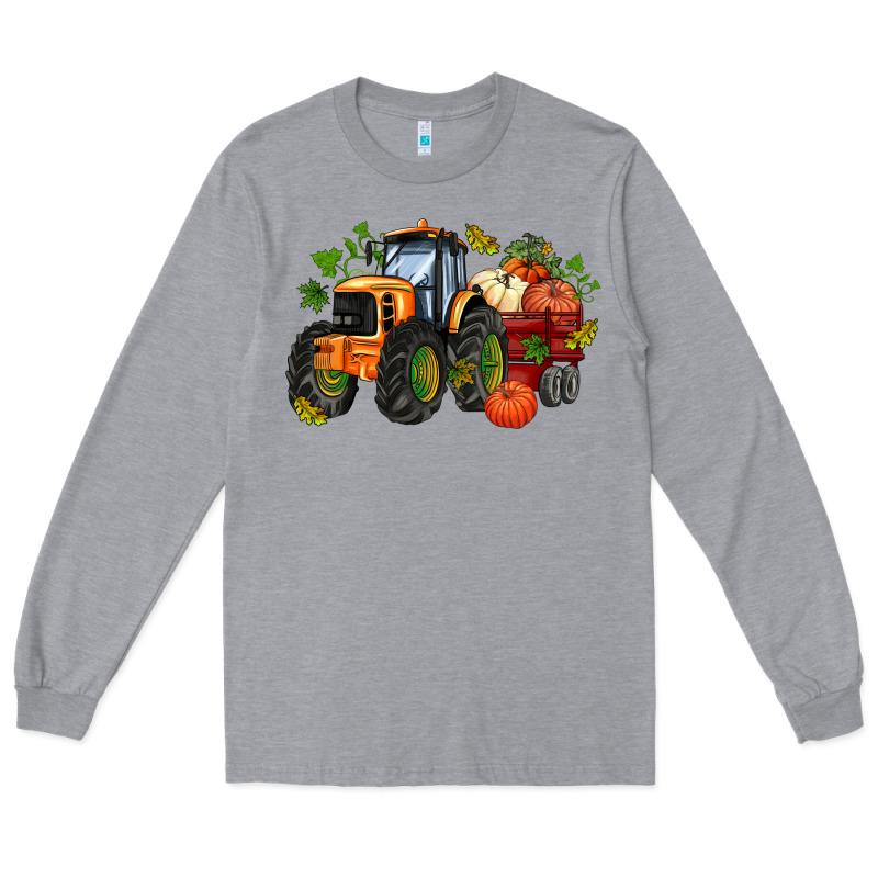 Fall Tractor With Pumpkin Long Sleeve Tee by AdoDesignShop | Teevron