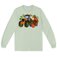 Matcha fall tractor with pumpkin Long Sleeve Tee - AdoDesignShop