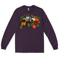 Plum fall tractor with pumpkin Long Sleeve Tee - AdoDesignShop